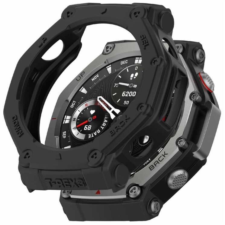 Защитный чехол Deexe Hollow Cover для Xiaomi Amazfit T-ReX 3 - Black: фото 1 из 6