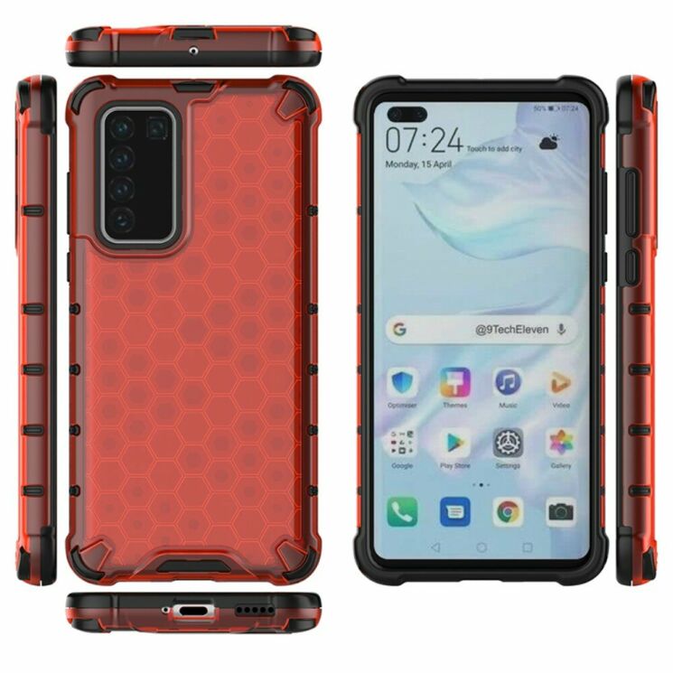 Защитный чехол Deexe Honeycomb Series для Huawei P40 - Red: фото 2 из 4