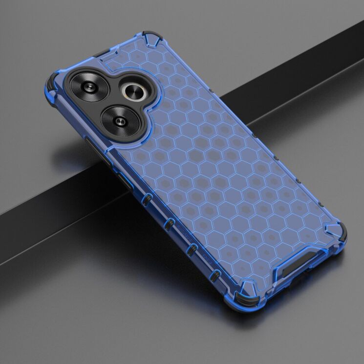 Защитный чехол Deexe Honeycomb Series для Xiaomi Poco F6 - Blue: фото 2 из 5