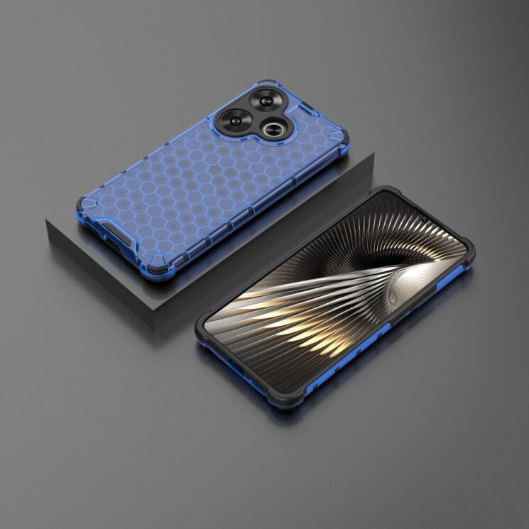Защитный чехол Deexe Honeycomb Series для Xiaomi Poco F6 - Blue: фото 3 из 5