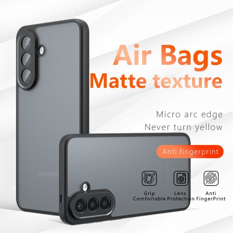 Захисний чохол Deexe Matte Skin для Samsung Galaxy A57 (A576) - Transparent Black: фото 2 з 10