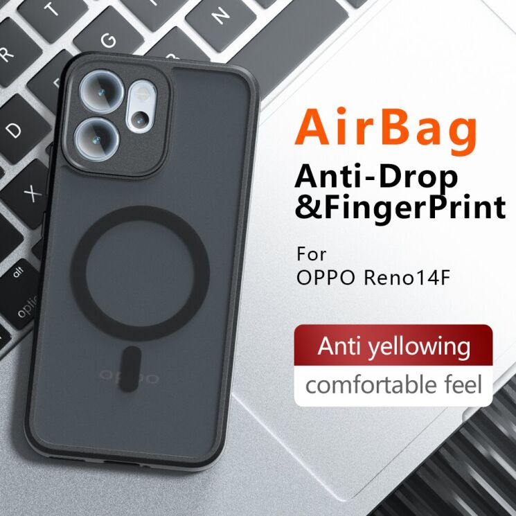 Захисний чохол Deexe Matte Skin with MagSafe для OPPO Reno 14 F/FS - Black: фото 12 з 12
