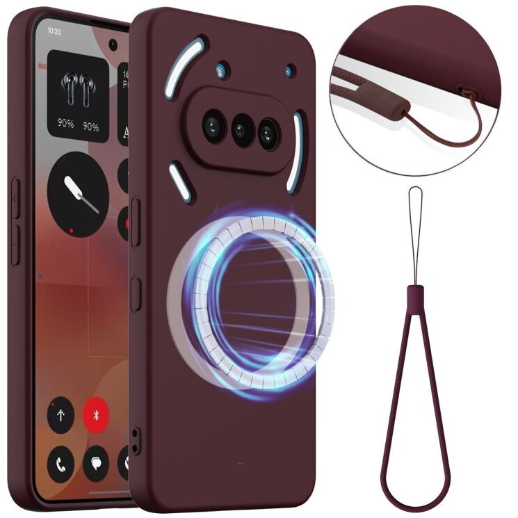 Защитный чехол Deexe Silicone Case with MagSafe для Nothing Phone (3a) - Wine Red: фото 1 из 8