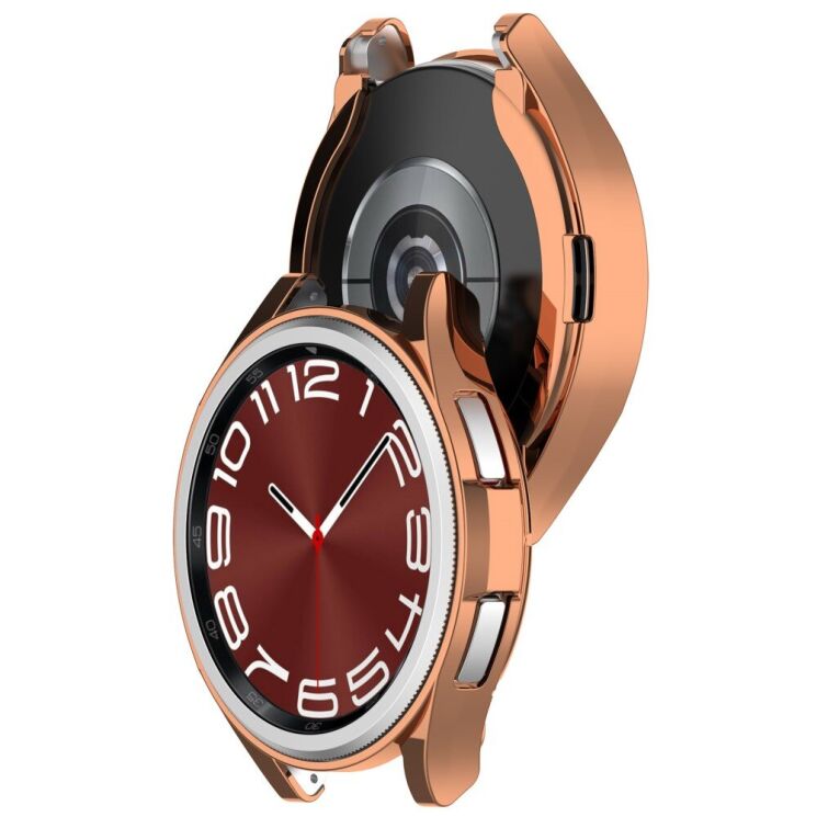 Захисний чохол Deexe Silicone Frame для Samsung Galaxy Watch 6 Classic (47mm) - Rose Gold: фото 5 з 8
