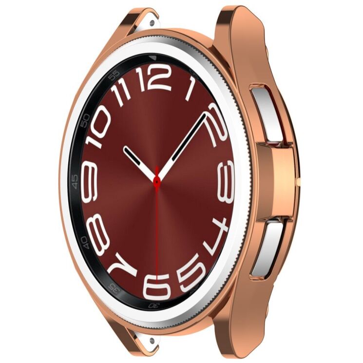 Захисний чохол Deexe Silicone Frame для Samsung Galaxy Watch 6 Classic (47mm) - Rose Gold: фото 4 з 8
