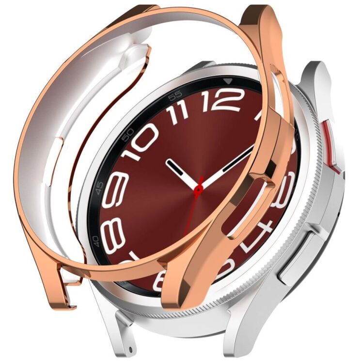 Захисний чохол Deexe Silicone Frame для Samsung Galaxy Watch 6 Classic (47mm) - Rose Gold: фото 1 з 8