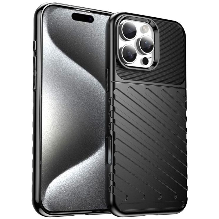 Защитный чехол Deexe Thunder Series для Apple iPhone 16 Pro Max - Black: фото 1 из 8