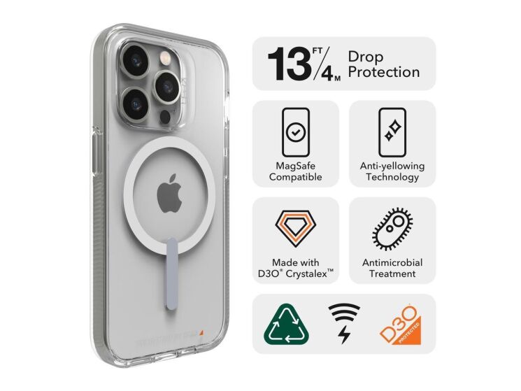 Защитный чехол Gear4 Crystal Palace Snap MagSafe для Apple iPhone 14 Pro (702010017/702010018) - Clear: фото 8 из 10