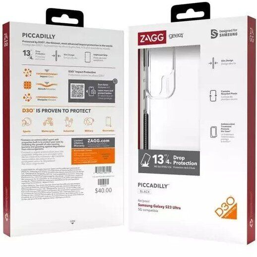 Захисний чохол Gear4 Piccadilly для Samsung Galaxy S23 Ultra (S918) - Black: фото 4 з 4