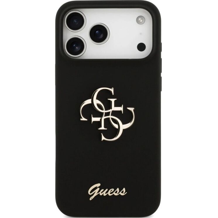 Защитный чехол Guess Silicone Big 4G Script для iPhone 17 Pro Max (GUHCP17XSC4GSMK) - Black: фото 2 из 8