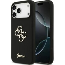 Защитный чехол Guess Silicone Big 4G Script для iPhone 17 Pro Max (GUHCP17XSC4GSMK) - Black: фото 1 из 8