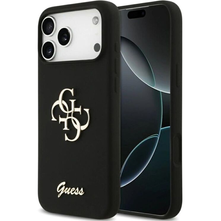 Защитный чехол Guess Silicone Big 4G Script для iPhone 17 Pro Max (GUHCP17XSC4GSMK) - Black: фото 1 из 8