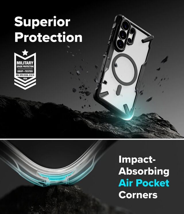 Захисний чохол Ringke Fusion X MagSafe для Samsung Galaxy S26 Ultra (S948) 8800328814660 - Black: фото 9 з 17