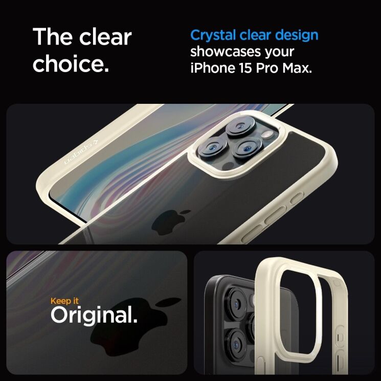Защитный чехол Spigen (SGP) Crystal Hybrid для Apple iPhone 15 Pro Max - Crystal Clear: фото 11 из 15