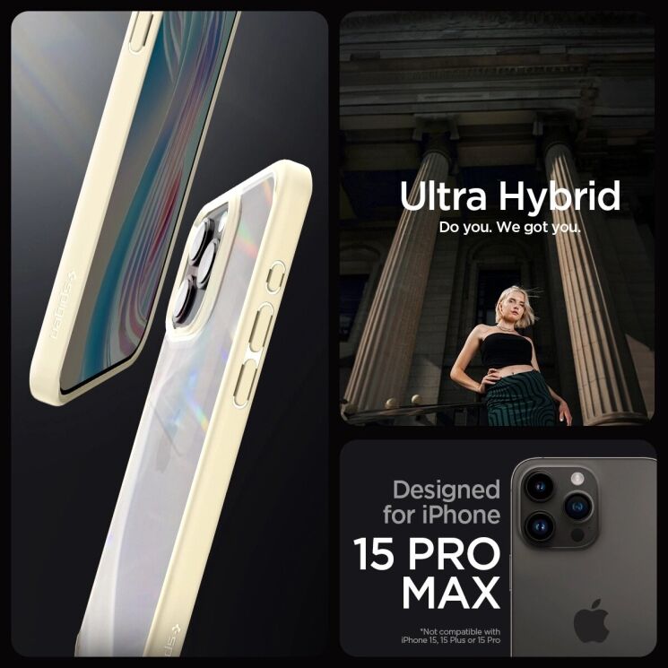 Защитный чехол Spigen (SGP) Crystal Hybrid для Apple iPhone 15 Pro Max - Crystal Clear: фото 10 из 15