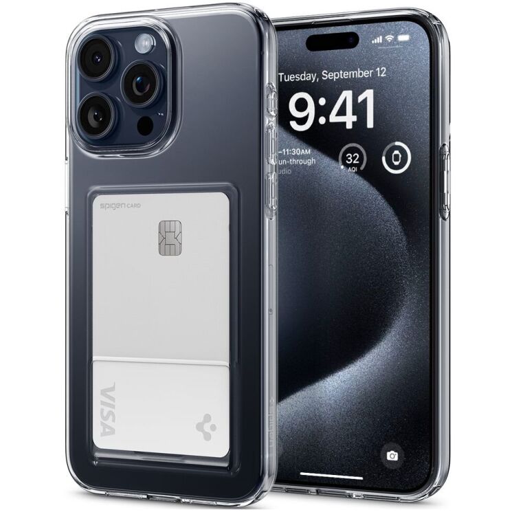 Захисний чохол Spigen (SGP) Crystal Slot для Apple iPhone 15 Pro - Crystal Clear: фото 1 з 13