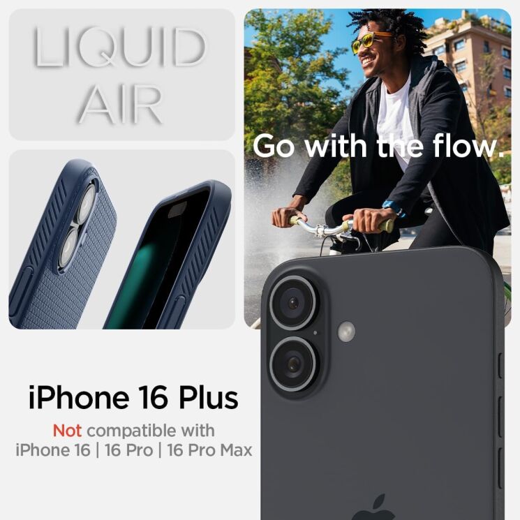 Защитный чехол Spigen (SGP) Liquid Air для Apple iPhone 16 Plus - Navy Blue: фото 11 из 16