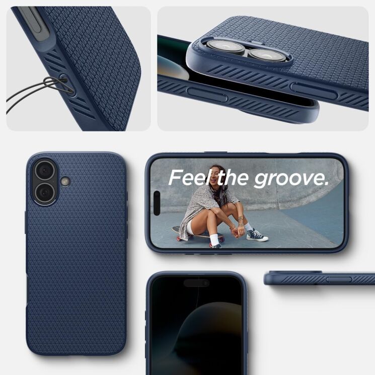 Защитный чехол Spigen (SGP) Liquid Air для Apple iPhone 16 Plus - Navy Blue: фото 16 из 16