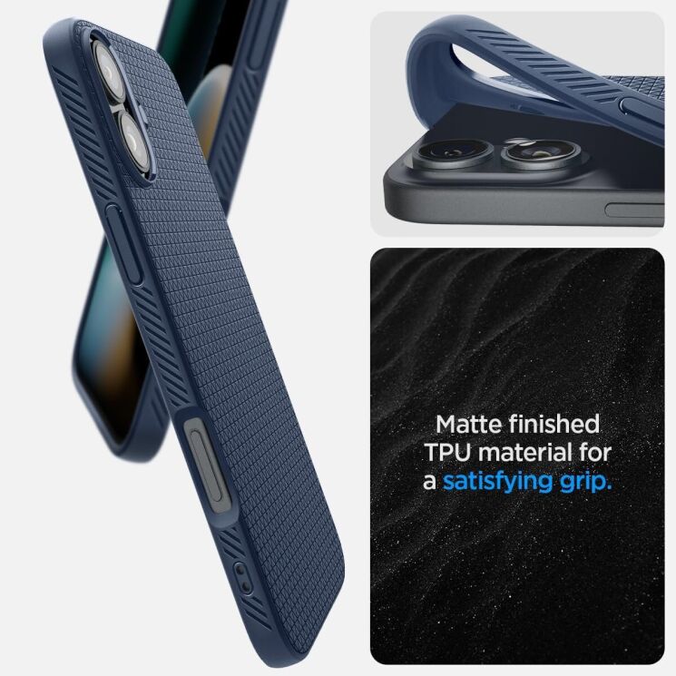Защитный чехол Spigen (SGP) Liquid Air для Apple iPhone 16 Plus - Navy Blue: фото 14 из 16