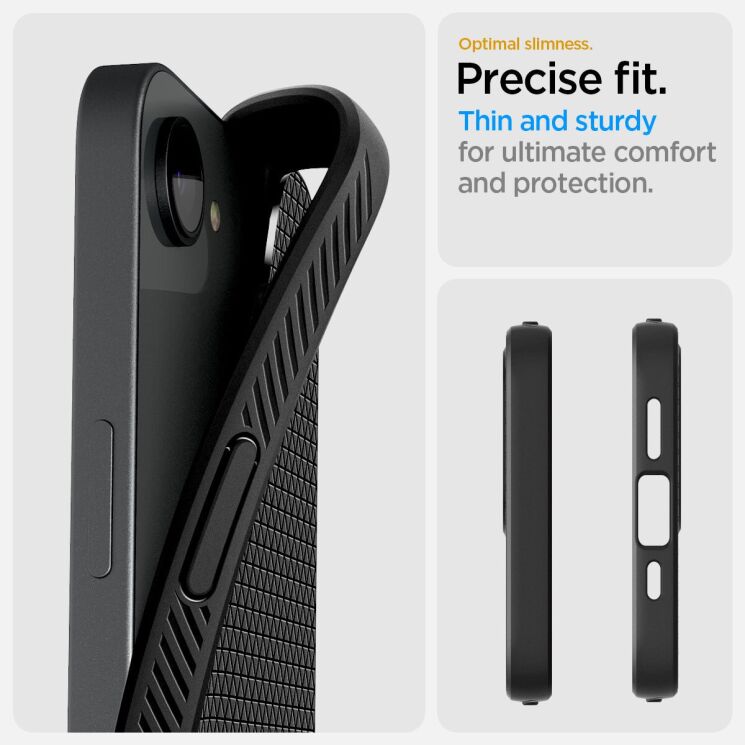 Защитный чехол Spigen (SGP) Liquid Air для Apple iPhone 16e (ACS09161) - Matte Black: фото 17 из 21