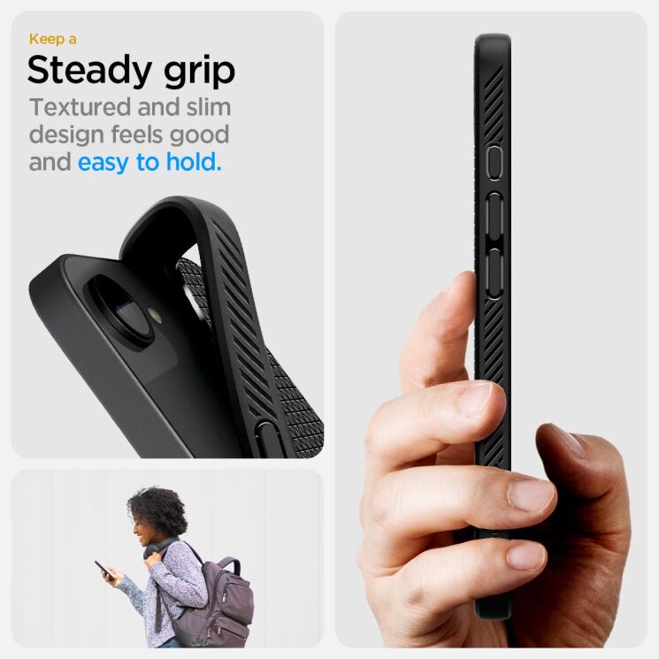 Защитный чехол Spigen (SGP) Liquid Air (MagFit) для Apple iPhone 16e (ACS09151) - Matte Black: фото 15 из 16