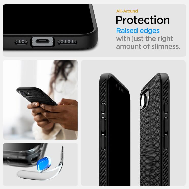 Защитный чехол Spigen (SGP) Liquid Air (MagFit) для Apple iPhone 16e (ACS09151) - Matte Black: фото 16 из 16