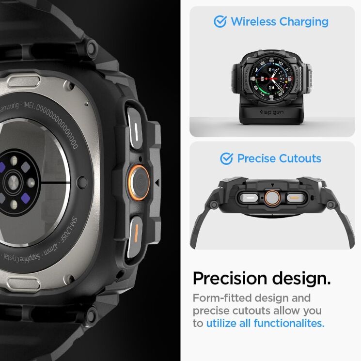 Защитный чехол Spigen (SGP) Rugged Armor Pro (FW) для Samsung Galaxy Watch Ultra (47mm) - Matte Black: фото 16 из 18