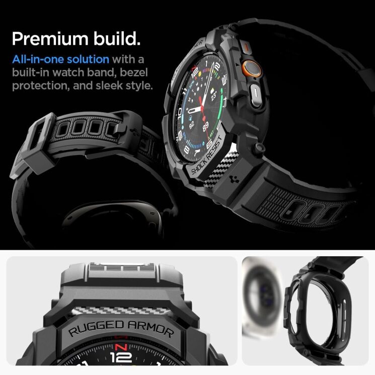 Защитный чехол Spigen (SGP) Rugged Armor Pro (FW) для Samsung Galaxy Watch Ultra (47mm) - Matte Black: фото 15 из 18