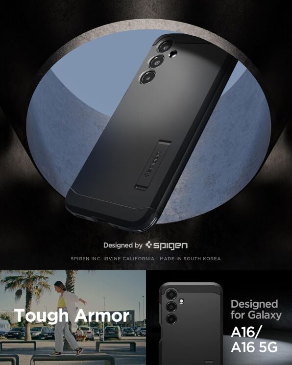 Защитный чехол Spigen (SGP) Tough Armor для Samsung Galaxy A16 (A165) ACS08889 - Black: фото 11 из 16