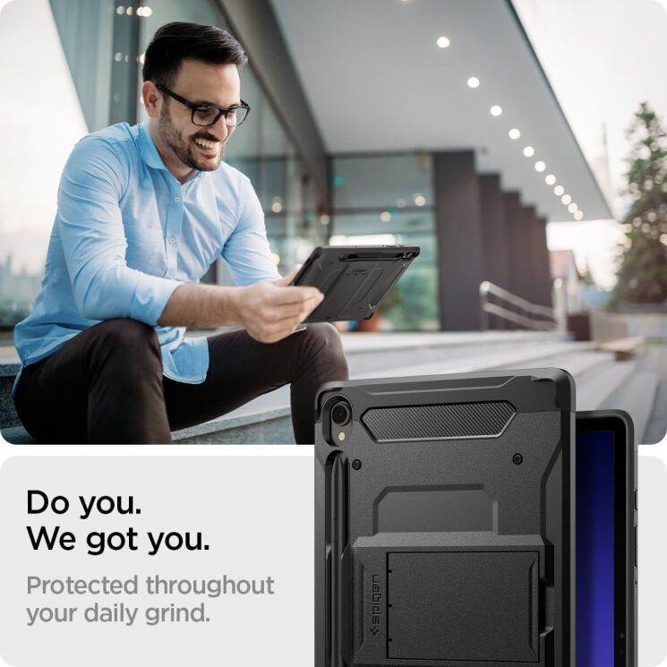 Защитный чехол Spigen (SGP) Tough Armor Pro для Samsung Galaxy Tab S9 (X710/716) - Black: фото 13 из 17