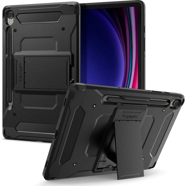 Защитный чехол Spigen (SGP) Tough Armor Pro для Samsung Galaxy Tab S9 (X710/716) - Black: фото 1 из 17