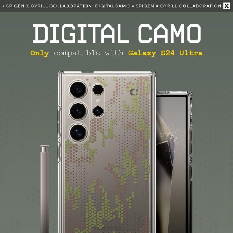 Защитный чехол Spigen (SGP) Ultra Hybrid Cyrill для Samsung Galaxy S24 Ultra (S928) ACS07547 - Digital Camo: фото 7 из 12