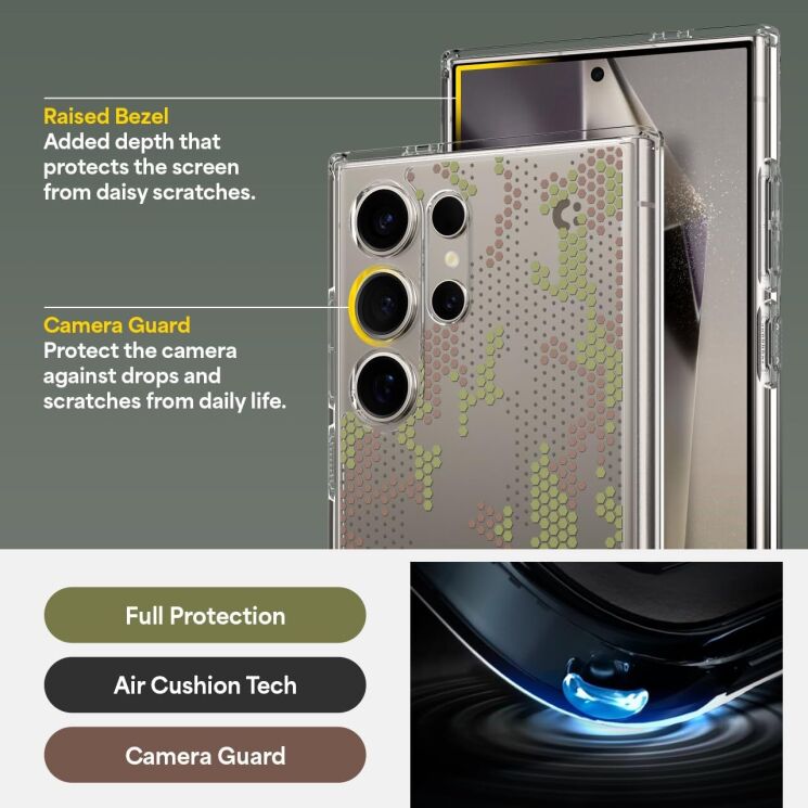 Защитный чехол Spigen (SGP) Ultra Hybrid Cyrill для Samsung Galaxy S24 Ultra (S928) ACS07547 - Digital Camo: фото 10 из 12