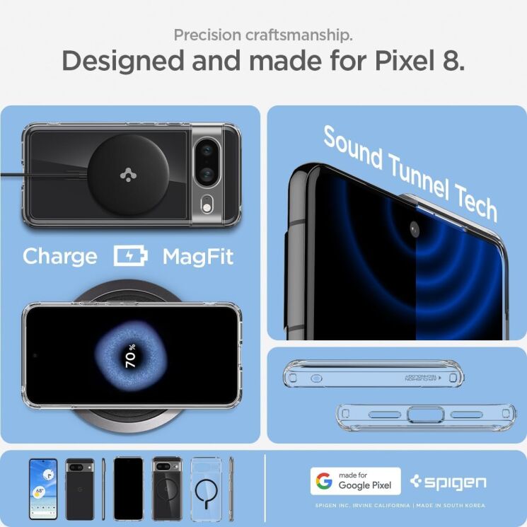 Защитный чехол Spigen (SGP) Ultra Hybrid OneTap Ring для Google Pixel 8 (ACS06281) - Black: фото 12 из 19