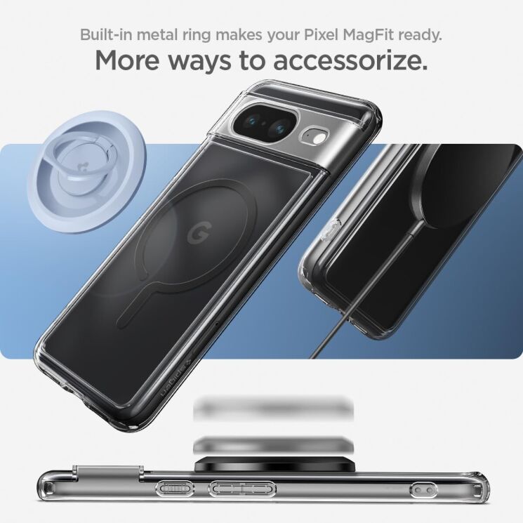 Защитный чехол Spigen (SGP) Ultra Hybrid OneTap Ring для Google Pixel 8 (ACS06281) - Black: фото 15 из 19