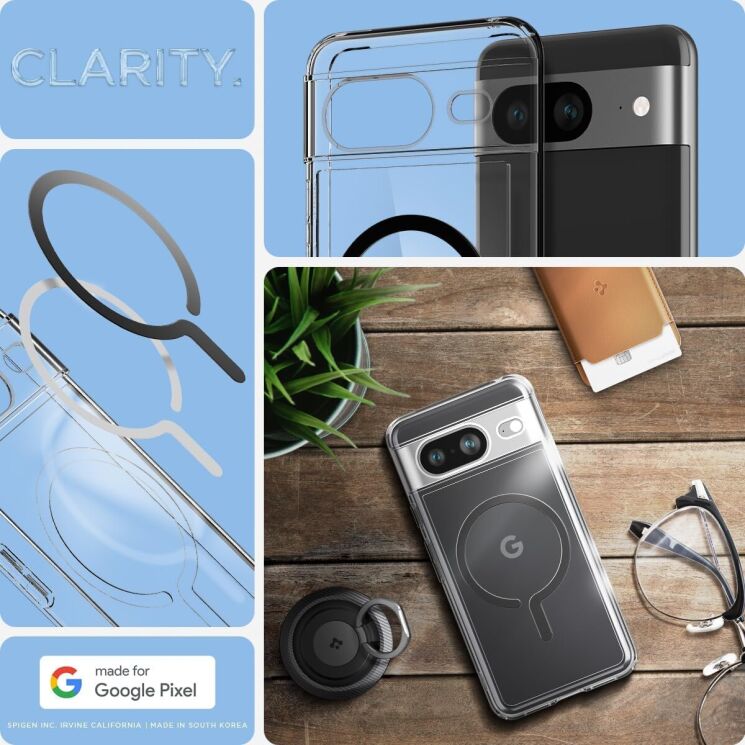 Защитный чехол Spigen (SGP) Ultra Hybrid OneTap Ring для Google Pixel 8 (ACS06281) - Black: фото 19 из 19