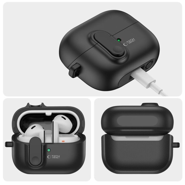 Защитный чехол Tech-Protect Slim Hook для Samsung Galaxy Buds 3 / Buds 3 Pro (5906302371082) - Black: фото 4 из 7