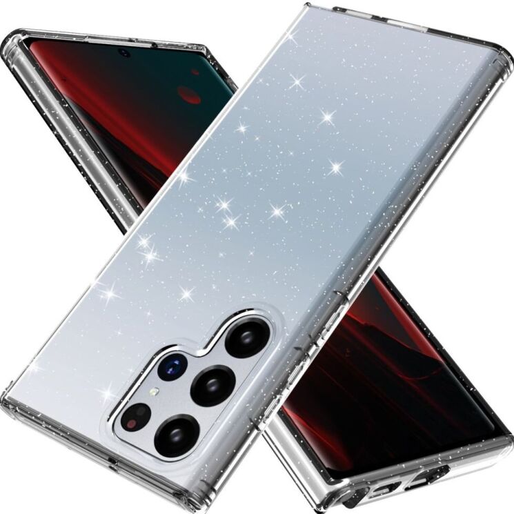 Защитный чехол UniCase Glitter Series для Samsung Galaxy S22 Ultra - Transparent Black: фото 1 из 6