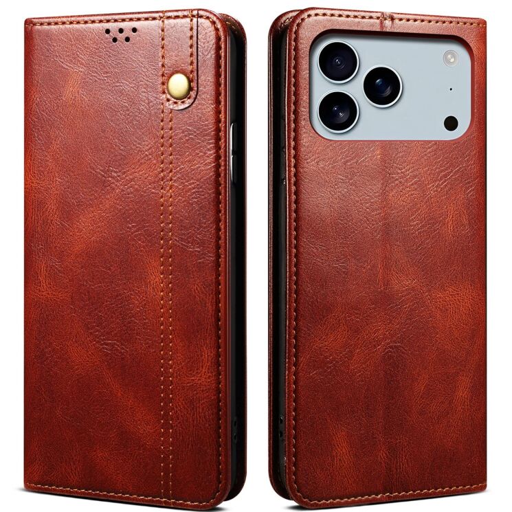 Захисний чохол UniCase Leather Wallet для Apple iPhone 17 Pro Max - Brown: фото 1 з 6