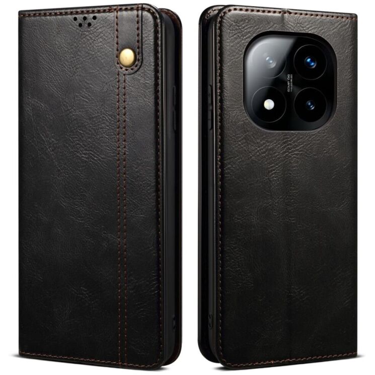 Защитный чехол UniCase Leather Wallet для Xiaomi Redmi Note 14 Pro 5G - Black: фото 1 из 10