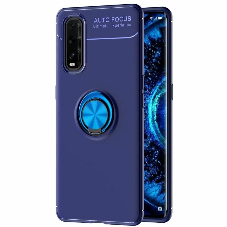 Чехол с магнитным кольцом UniCase Magnetic Ring для OPPO Find X2 - Blue: фото 1 из 18