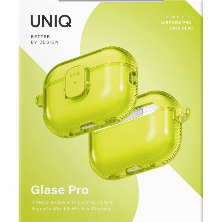 Защитный чехол UNIQ Glase Pro для AirPods Pro 3 (UNIQ-AIRPODSPRO3-GLSPLLIM) - Yellow (390173Y) Защитный чехол UNIQ Glase Pro для AirPods Pro 3 (UNIQ-AIRPODSPRO3-GLSPLLIM) - Yellow: фото 6 из 11