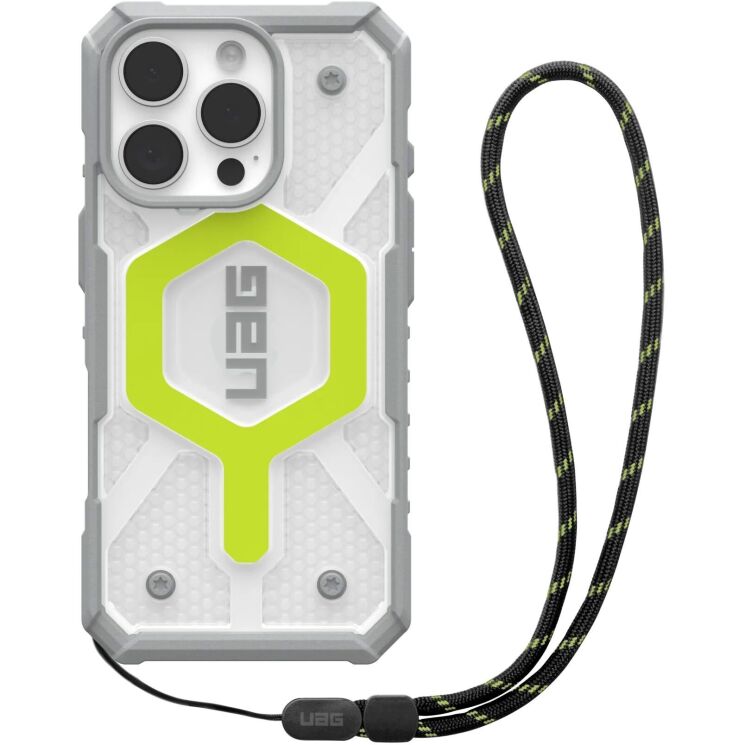 Защитный чехол URBAN ARMOR GEAR (UAG) Pathfinder Clear MagSafe для Apple iPhone 16 Pro - Active Neon Lanyard: фото 1 из 4