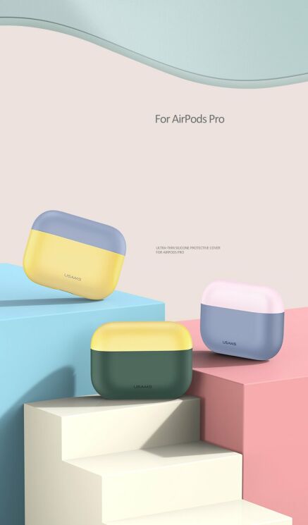 Захисний чохол USAMS US-BH569 Ultrathin Silicone Cover для Apple AirPods Pro - Yellow: фото 13 з 13