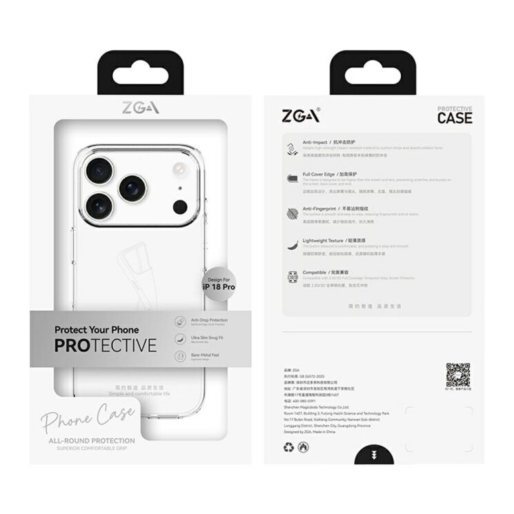 Защитный чехол ZGA Clear Fit Case для Apple iPhone 18 Pro Max - Transparent: фото 10 из 10