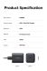 Мережевий зарядний пристрій UGREEN X524 GaN 45W Type-C (65052) - Black (960244B). Фото 11 з 12
