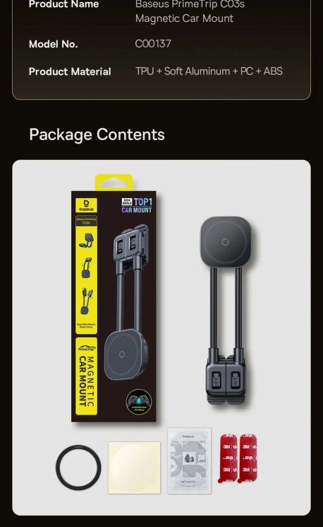 Автомобільний тримач Baseus PrimeTrip C03s (C0013701) - Black: фото 19 з 19