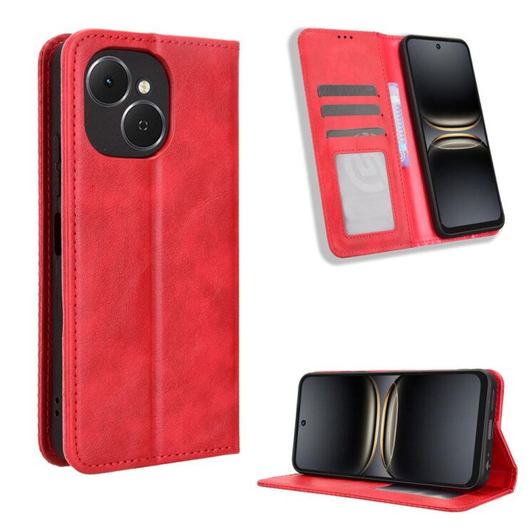 Чехол-книжка Deexe Retro Style для TECNO Spark 40C - Red: фото 2 из 18