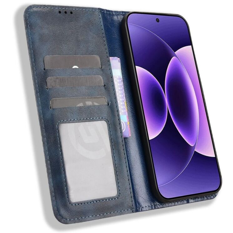 Чехол-книжка Deexe Retro Style для Xiaomi 17 Pro - Blue: фото 6 из 19