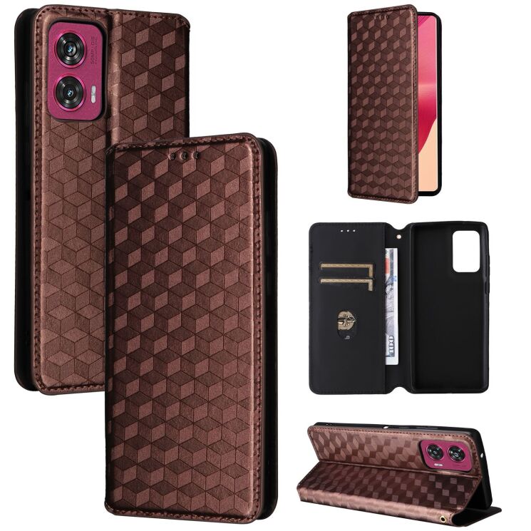 Чохол Deexe Rhombus Book для Motorola Edge 50 Fusion - Brown: фото 6 з 9